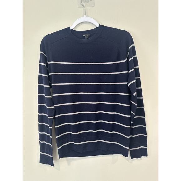 Theory Women Preppy Striped 100% Wool Crewneck Sweater Size Small 2220 - Picture 1 of 6